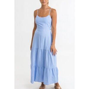 Blue Tiered Midid Dress